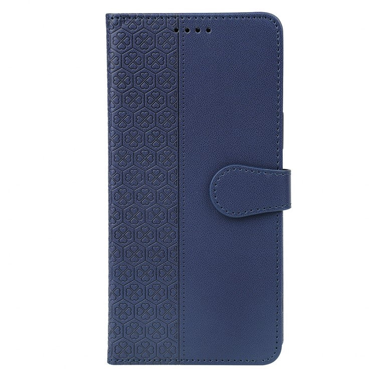 For Google Pixel 8a Case Magnetic Clasp Four-Leaf Clover Leather Phone Cover - Blue