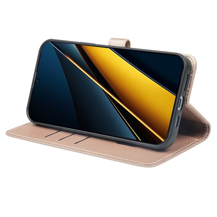 For Google Pixel 8a Case Magnetic Clasp Four-Leaf Clover Leather Phone Cover - Rose Gold