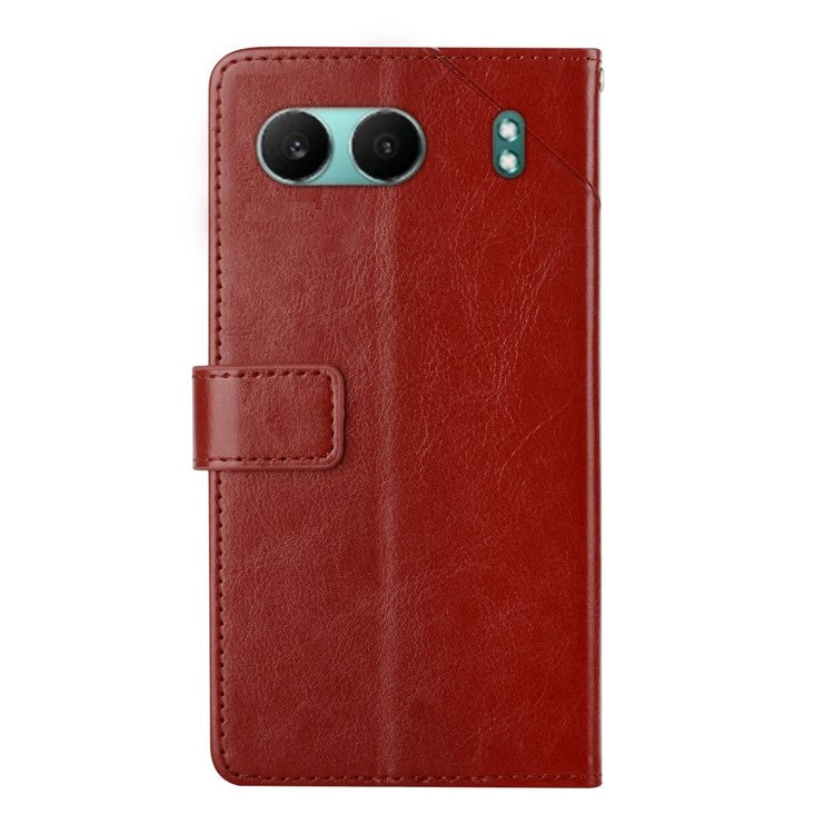 HT01 For OnePlus Nord 4 Case Y-Shaped Lines Imprint Leather Phone Cover - Brown