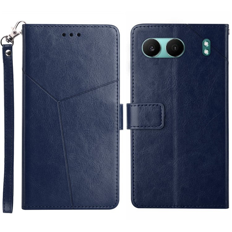 HT01 For OnePlus Nord 4 Case Y-Shaped Lines Imprint Leather Phone Cover - Blue