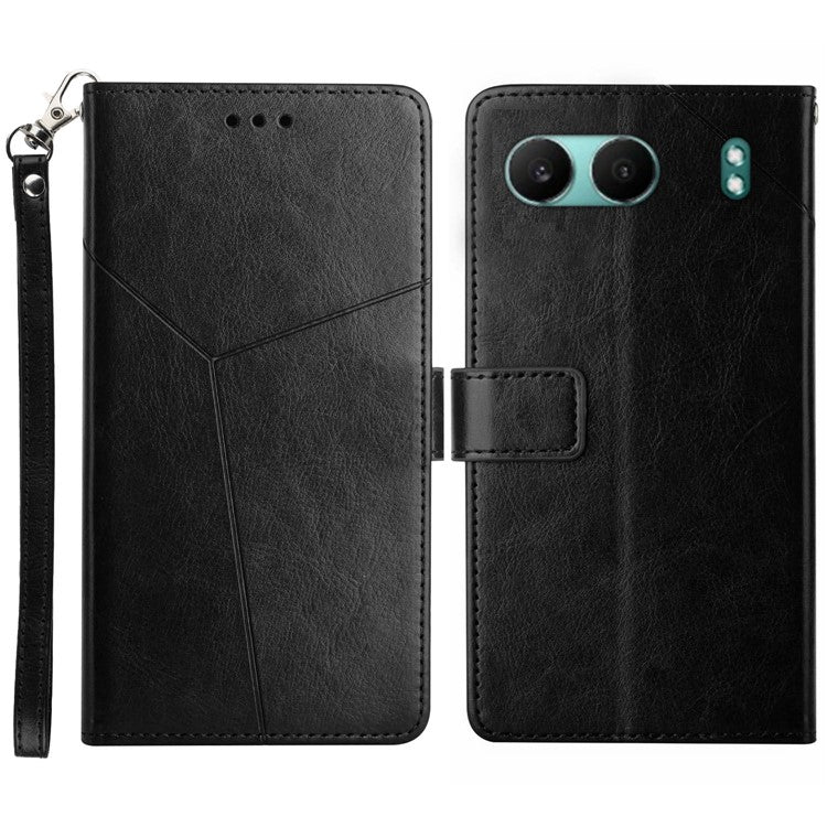 HT01 For OnePlus Nord 4 Case Y-Shaped Lines Imprint Leather Phone Cover - Black