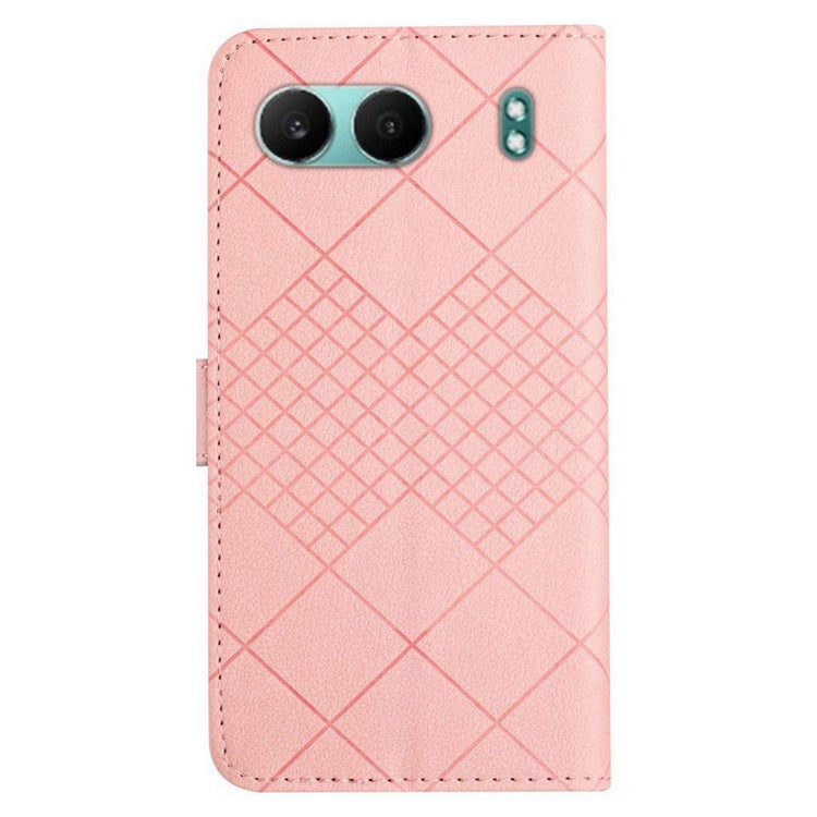 HT06 For OnePlus Nord 4 Wallet Phone Case Imprint PU Leather Flip Folio Cover - Pink