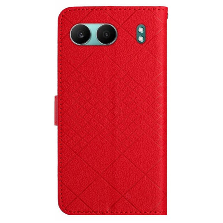 HT06 For OnePlus Nord 4 Wallet Phone Case Imprint PU Leather Flip Folio Cover - Red