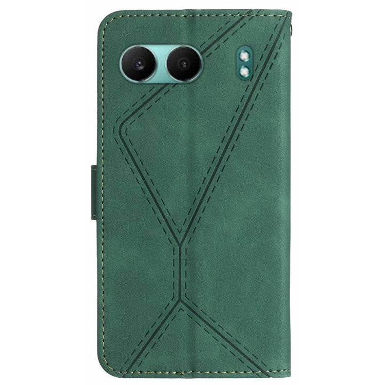 HT05 For OnePlus Nord 4 Case Skin-Touch Lines PU Leather Flip Phone Cover - Green