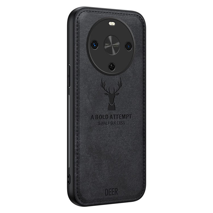 For Huawei Maimang 30 5G Case Deer Pattern Cloth Texture PU Leather Hybrid Phone Cover - Black