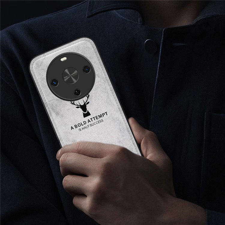 For Huawei Maimang 30 5G Case Deer Pattern Cloth Texture PU Leather Hybrid Phone Cover - Black