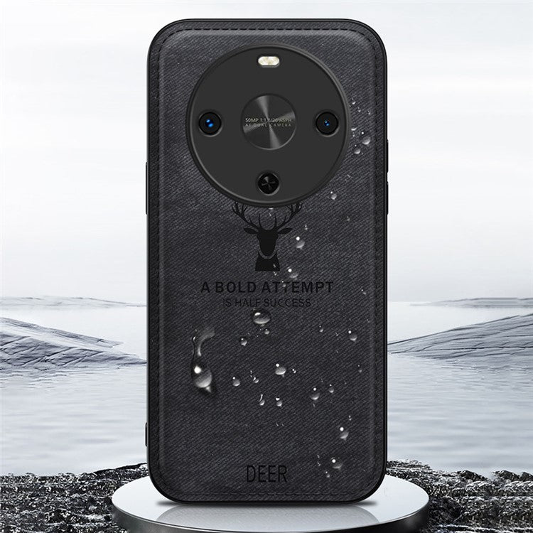 For Huawei Maimang 30 5G Case Deer Pattern Cloth Texture PU Leather Hybrid Phone Cover - Grey