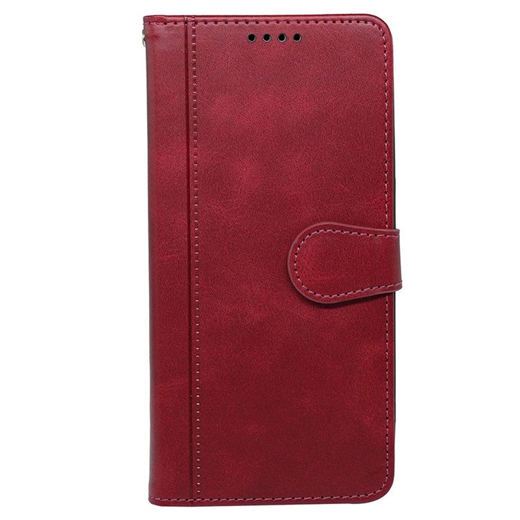 For iPhone 16 Case Calf Texture Leather Stand Book Style Phone Cover - Red