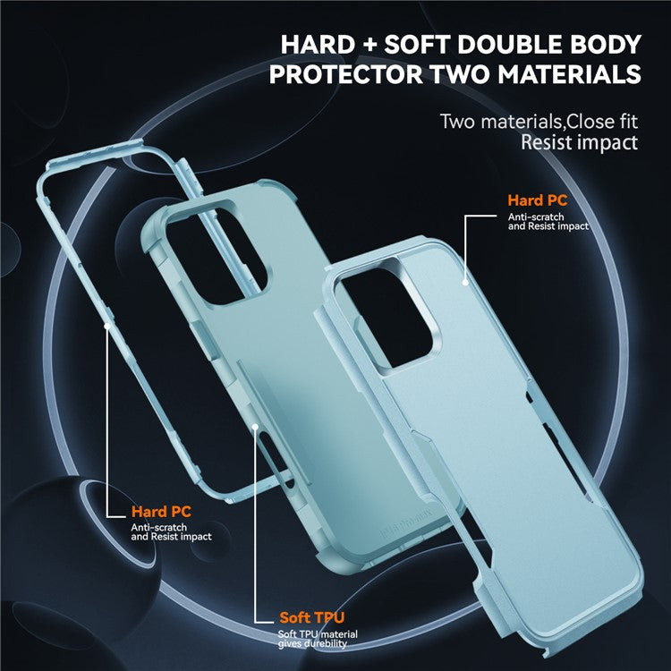 Commuter Series For iPhone 16 Pro Case 3-in-1 Shockproof TPU+PC Phone Cover - Grey Green