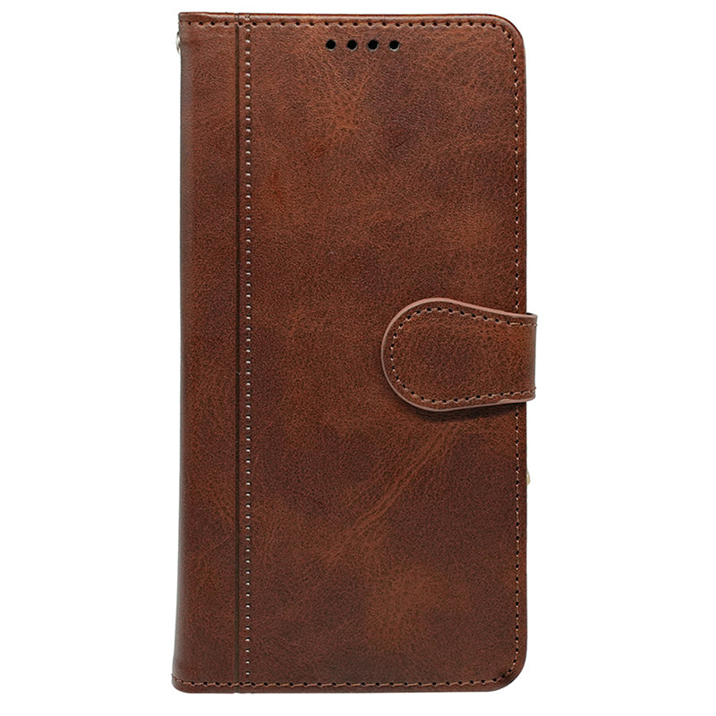 For Samsung Galaxy A16 5G / A16 4G Case Calf Texture Leather Stand Book Style Phone Cover - Brown