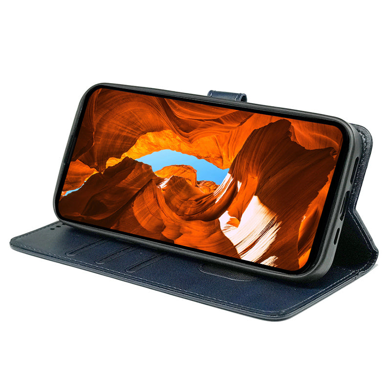 For Samsung Galaxy A16 5G / A16 4G Case Calf Texture Leather Stand Book Style Phone Cover - Blue