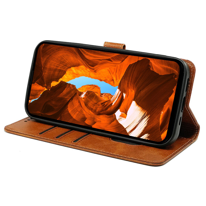 For Samsung Galaxy A16 5G / A16 4G Case Calf Texture Leather Stand Book Style Phone Cover - Yellow