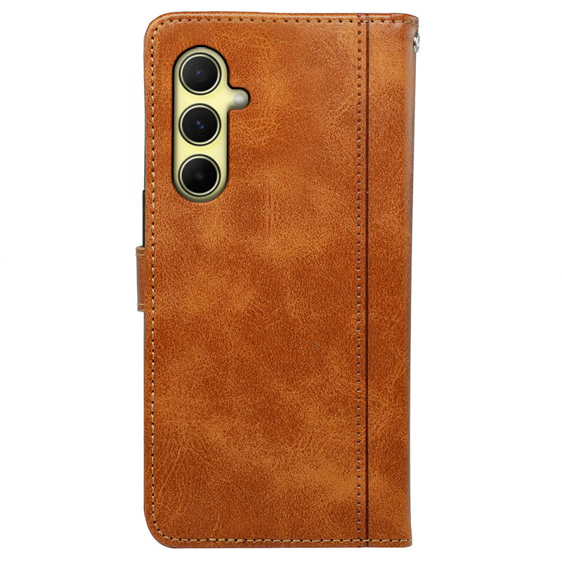 For Samsung Galaxy A16 5G / A16 4G Case Calf Texture Leather Stand Book Style Phone Cover - Yellow