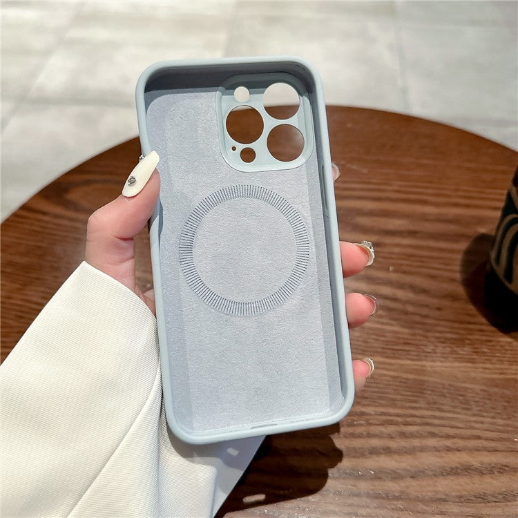 For iPhone 16 Pro Magnetic Case PC+Liquid Silicone Shockproof Protective Phone Cover - Antique White