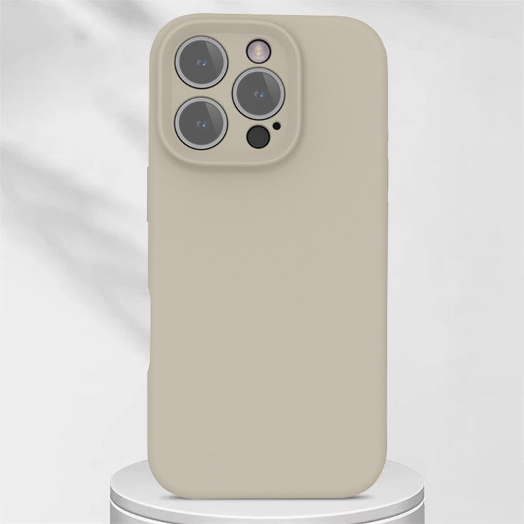 For iPhone 16 Pro Case PC+Liquid Silicone Protective Phone Cover with Microfiber Lining - Charcoal Grey