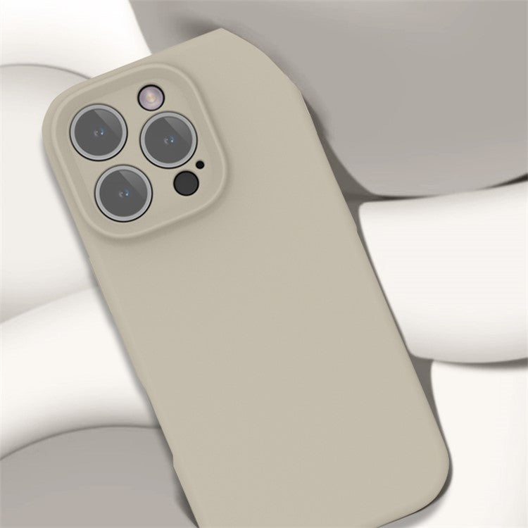 For iPhone 16 Pro Case PC+Liquid Silicone Protective Phone Cover with Microfiber Lining - Charcoal Grey