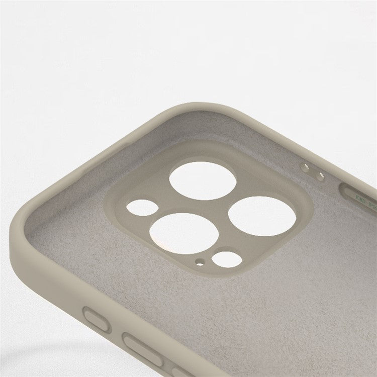 For iPhone 16 Pro Case PC+Liquid Silicone Protective Phone Cover with Microfiber Lining - Charcoal Grey