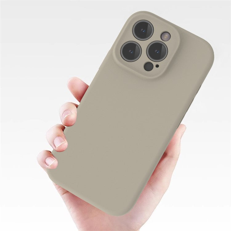 For iPhone 16 Pro Case PC+Liquid Silicone Protective Phone Cover with Microfiber Lining - Charcoal Grey