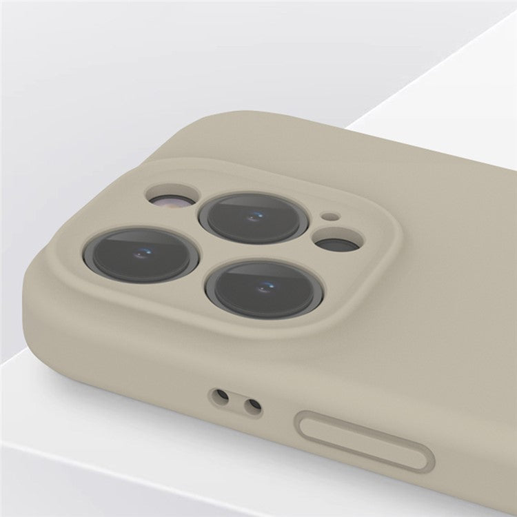 For iPhone 16 Pro Case PC+Liquid Silicone Protective Phone Cover with Microfiber Lining - Charcoal Grey