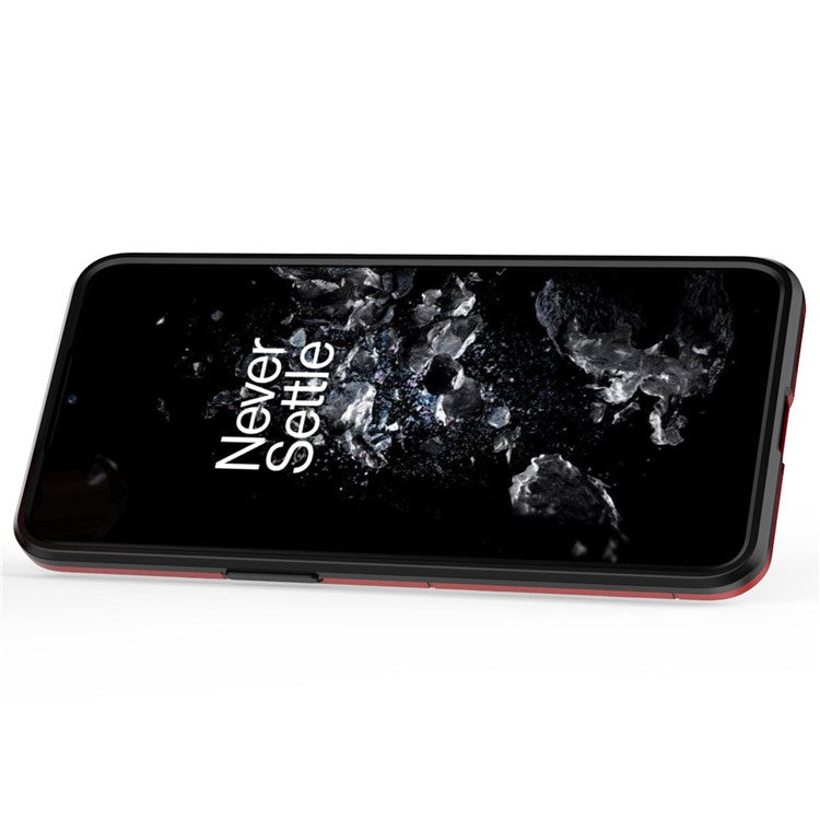 For OnePlus 10T 5G / Ace Pro 5G Ring Kickstand Phone Case Armor Shockproof Military Hard PC Soft TPU Hybrid Protective Cover - Red