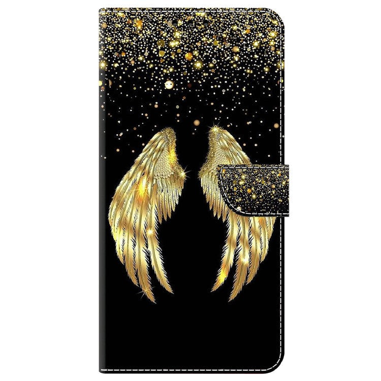 For iPhone 16 Pro Case 3D Pattern PU Leather Wallet Phone Cover with Stand - Gold Wing