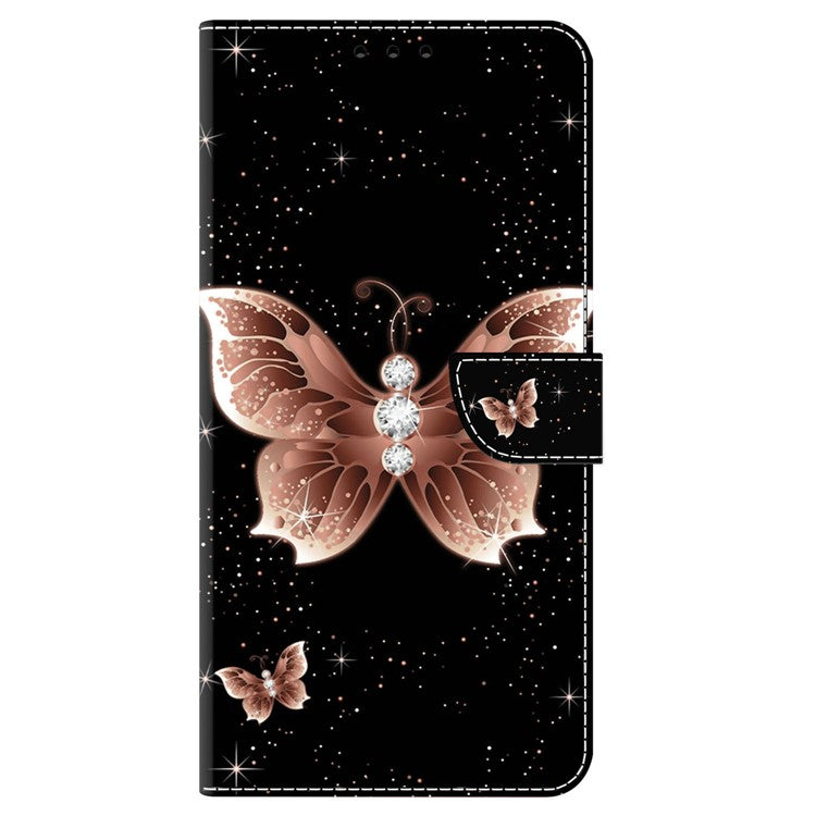 For iPhone 16 Case 3D Pattern PU Leather Wallet Phone Cover with Stand - Pink Diamond Butterfly