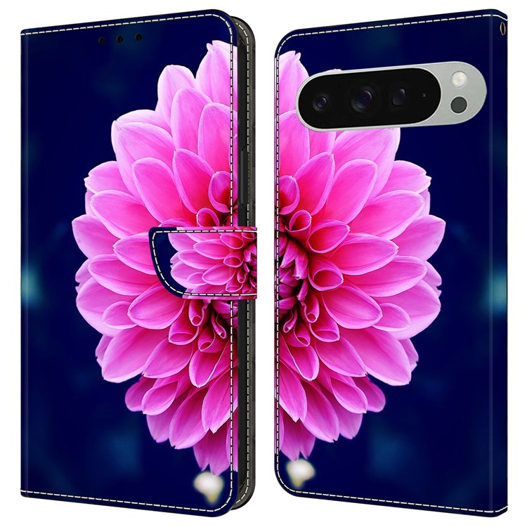 For Google Pixel 9 / 9 Pro Case 3D Pattern PU Leather Wallet Phone Cover with Stand - Pink Flowers