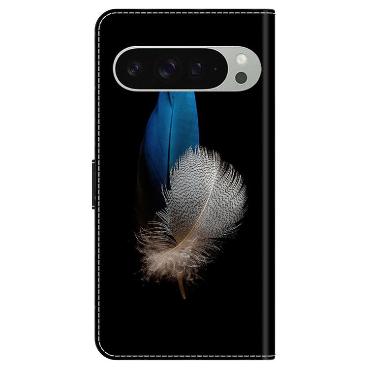 For Google Pixel 9 / 9 Pro Case 3D Pattern PU Leather Wallet Phone Cover with Stand - Two Feathers