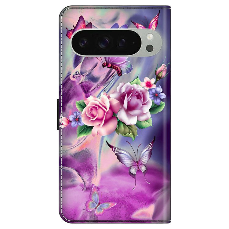 For Google Pixel 9 / 9 Pro Case 3D Pattern PU Leather Wallet Phone Cover with Stand - Butterflies / Flower