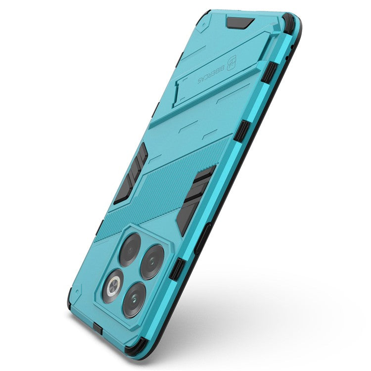 For OnePlus 10T 5G / Ace Pro 5G Mobile Phone Shell with Kickstand PC+TPU Hybrid Phone Case Anti-drop Cover - Baby Blue
