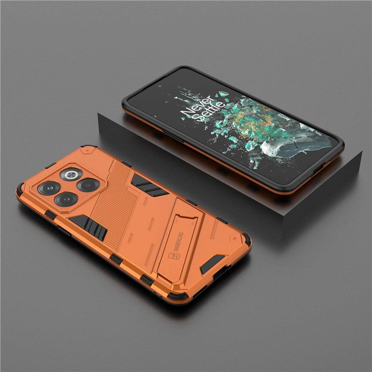 For OnePlus 10T 5G / Ace Pro 5G Mobile Phone Shell with Kickstand PC+TPU Hybrid Phone Case Anti-drop Cover - Orange