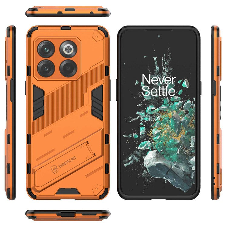 For OnePlus 10T 5G / Ace Pro 5G Mobile Phone Shell with Kickstand PC+TPU Hybrid Phone Case Anti-drop Cover - Orange