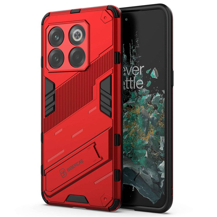 For OnePlus 10T 5G / Ace Pro 5G Mobile Phone Shell with Kickstand PC+TPU Hybrid Phone Case Anti-drop Cover - Red
