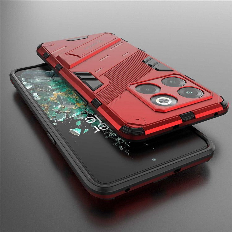 For OnePlus 10T 5G / Ace Pro 5G Mobile Phone Shell with Kickstand PC+TPU Hybrid Phone Case Anti-drop Cover - Red