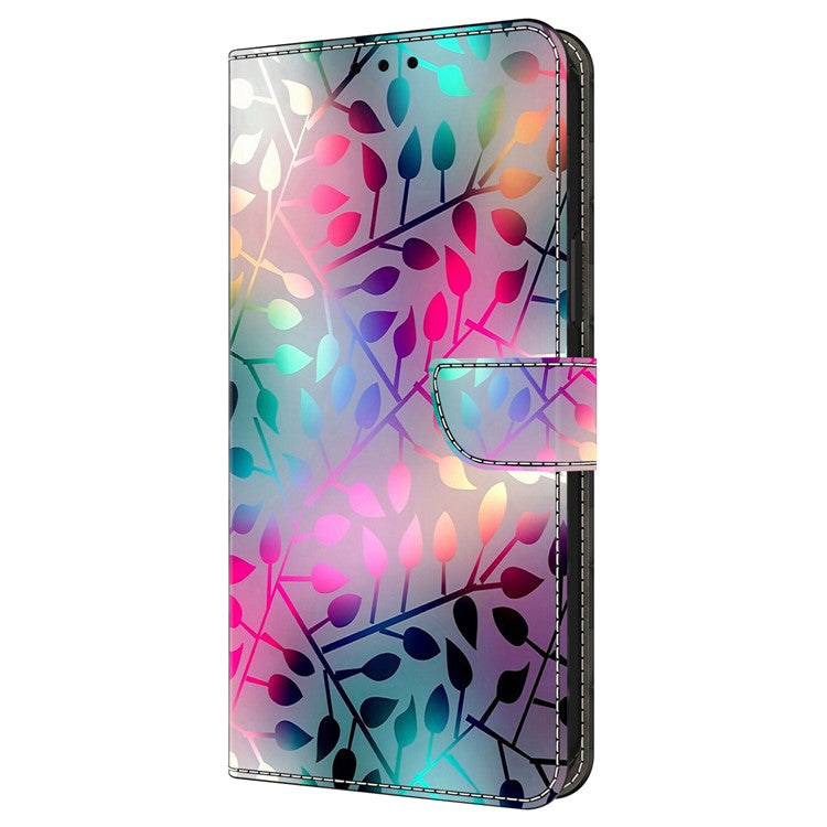 For iPhone 16 Wallet Case Magnetic Clasp 3D Pattern Leather Phone Cover - Maple Leaf