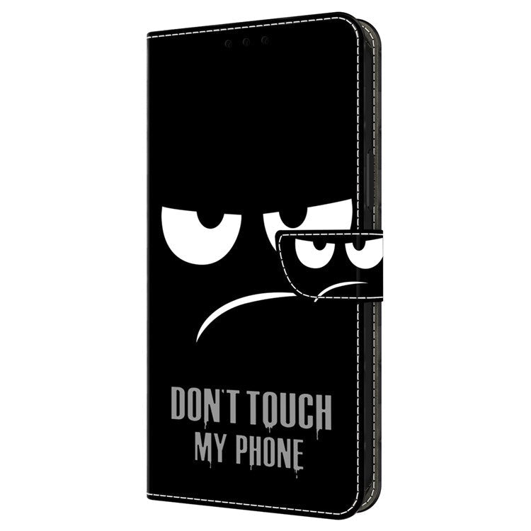 For iPhone 16 Pro Wallet Case Magnetic Clasp 3D Pattern Leather Phone Cover - Don't Touch My Phone