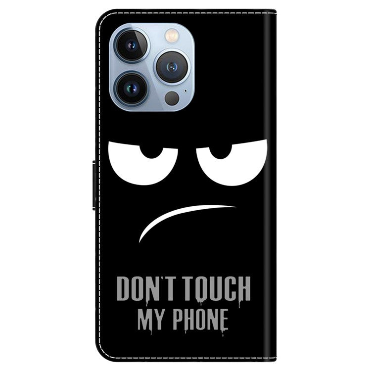 For iPhone 16 Pro Wallet Case Magnetic Clasp 3D Pattern Leather Phone Cover - Don't Touch My Phone
