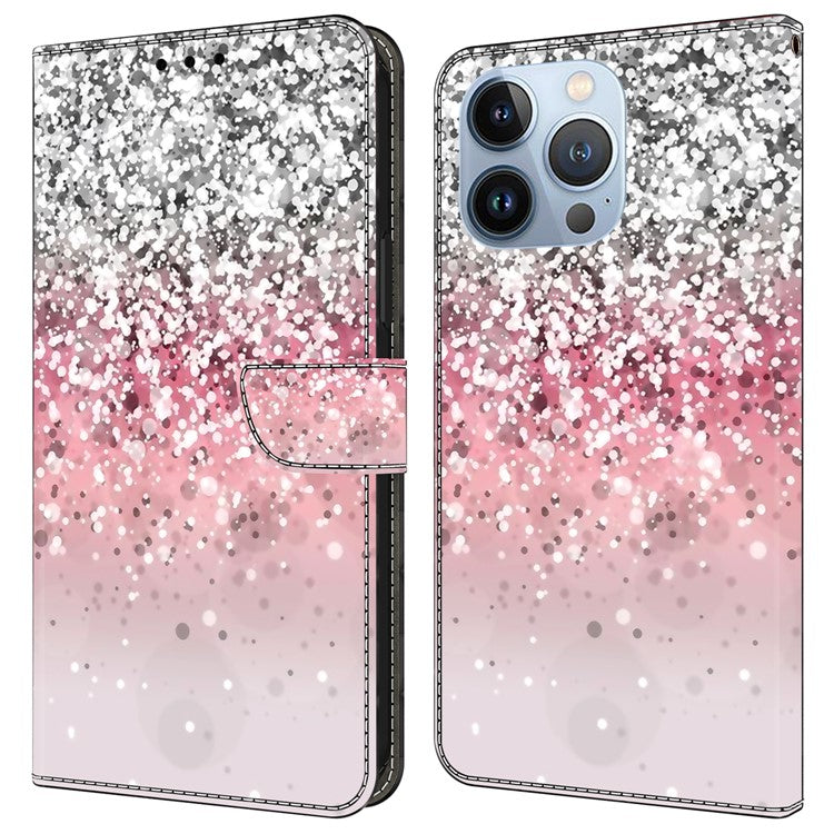 For iPhone 16 Pro Wallet Case Magnetic Clasp 3D Pattern Leather Phone Cover - Gradient