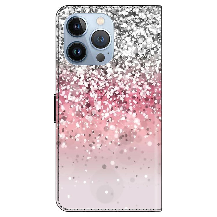 For iPhone 16 Pro Wallet Case Magnetic Clasp 3D Pattern Leather Phone Cover - Gradient