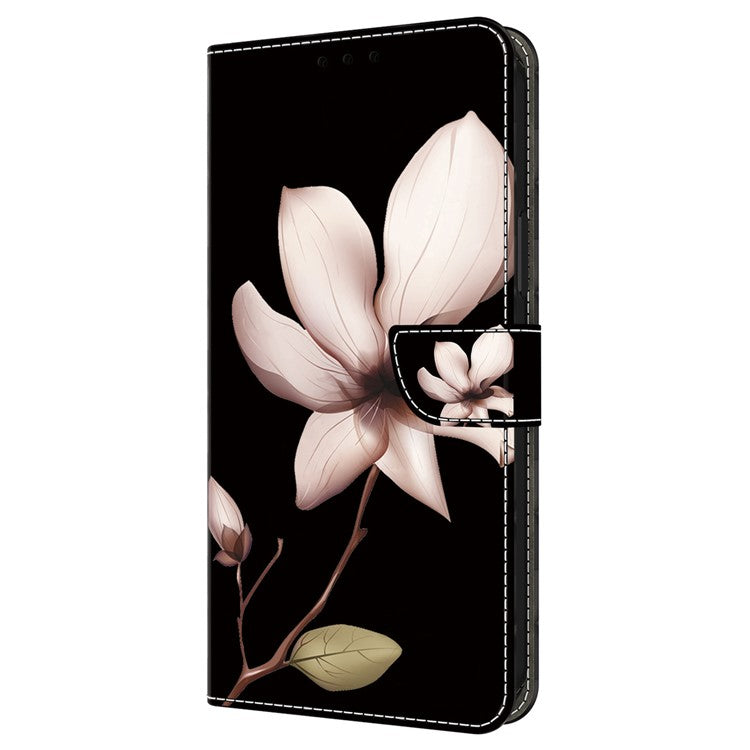 For iPhone 16 Plus Wallet Case Magnetic Clasp 3D Pattern Leather Phone Cover - Pink Flower