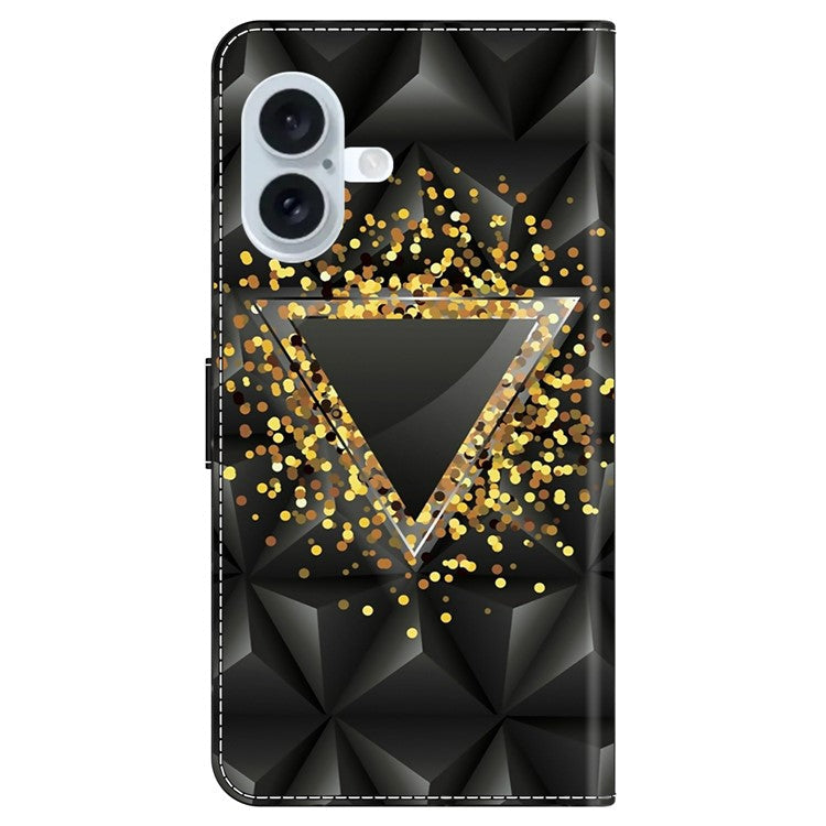 For iPhone 16 Case PU Leather Wallet Phone Cover with Stand - Rhombus