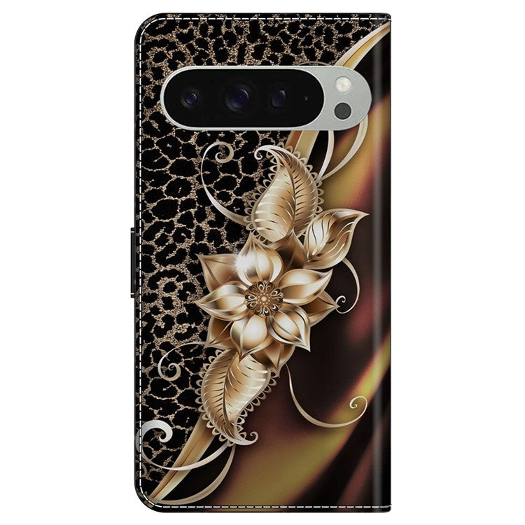 For Google Pixel 9 / 9 Pro Case PU Leather Wallet Phone Cover with Stand - Metal Flower