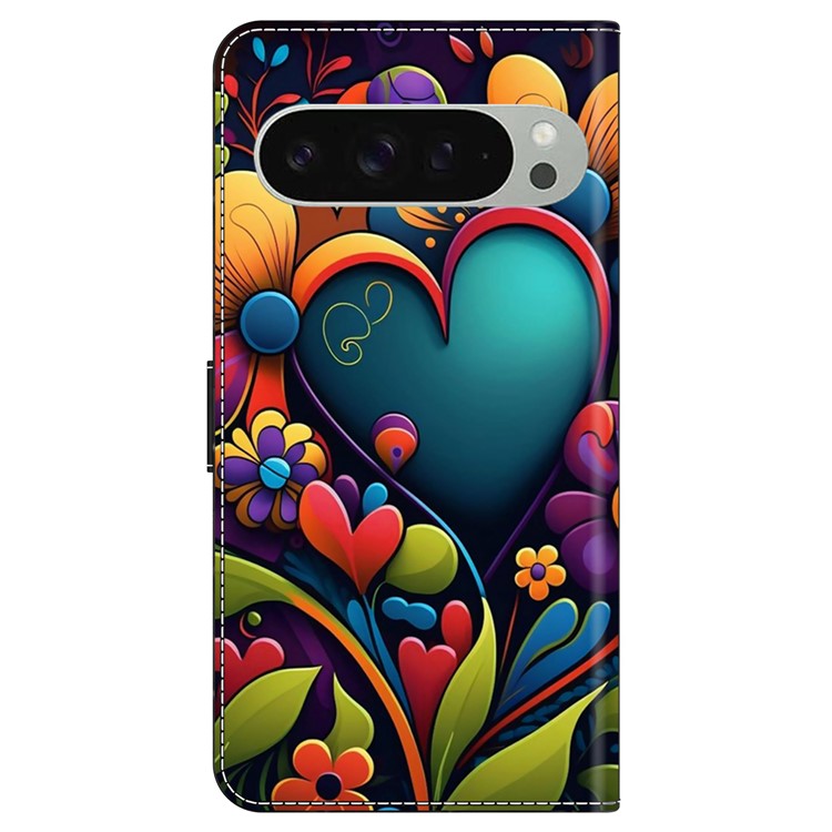 For Google Pixel 9 / 9 Pro Case PU Leather Wallet Phone Cover with Stand - Paint Flower