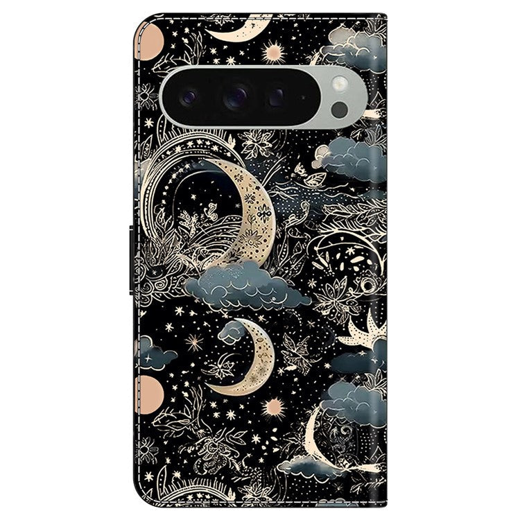 For Google Pixel 9 Pro XL Case PU Leather Wallet Phone Cover with Stand - Moon
