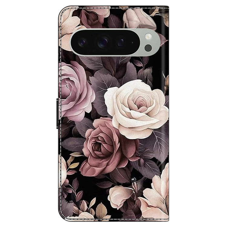 For Google Pixel 9 Pro XL Case PU Leather Wallet Phone Cover with Stand - Rose
