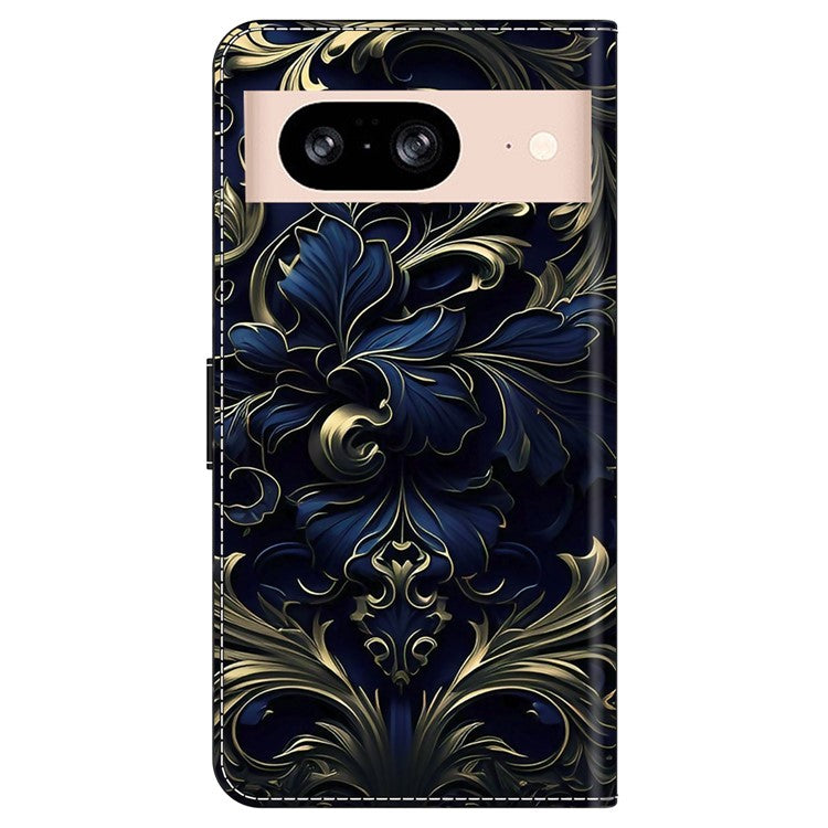 For Google Pixel 8a Case PU Leather Wallet Phone Cover with Stand - Blue Flower