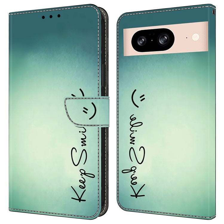 For Google Pixel 8a Case PU Leather Wallet Phone Cover with Stand - Keep Smile