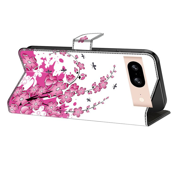 For Google Pixel 8a Case PU Leather Wallet Phone Cover with Stand - Flower Vine