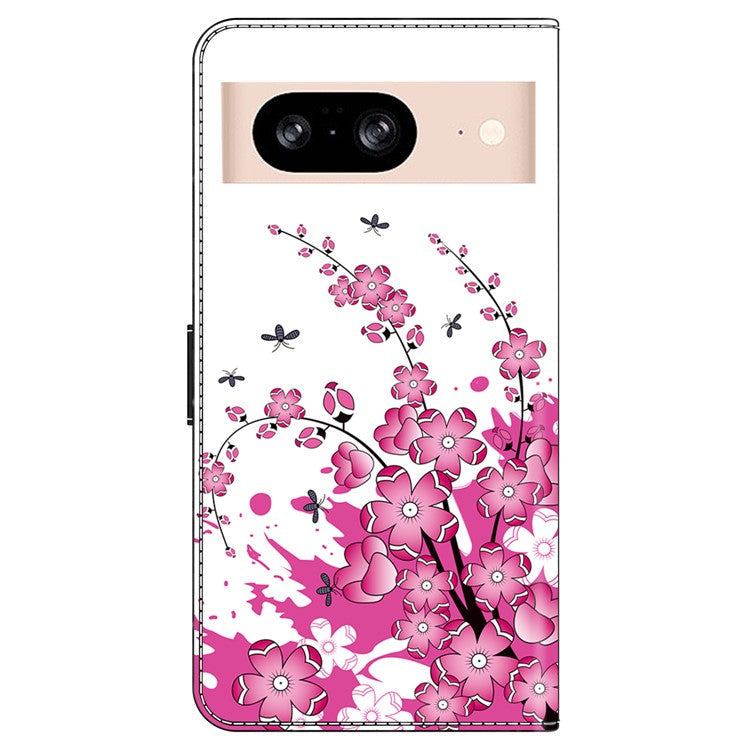 For Google Pixel 8a Case PU Leather Wallet Phone Cover with Stand - Flower Vine