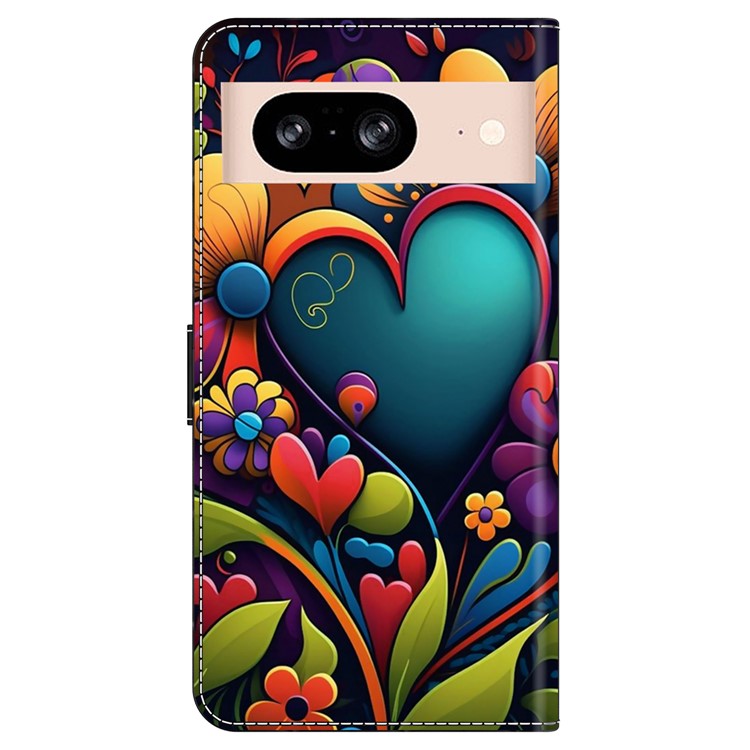 For Google Pixel 8a Case PU Leather Wallet Phone Cover with Stand - Paint Flower